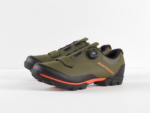 BONTRAGER Foray Mountain Bike Shoes - Olive Grey/Radioactive Orange click to zoom image