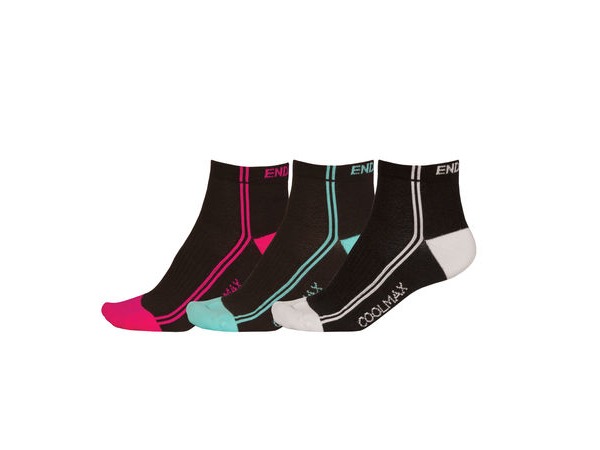 ENDURA Women's CoolMax Stripe Socks - Triple Pack click to zoom image