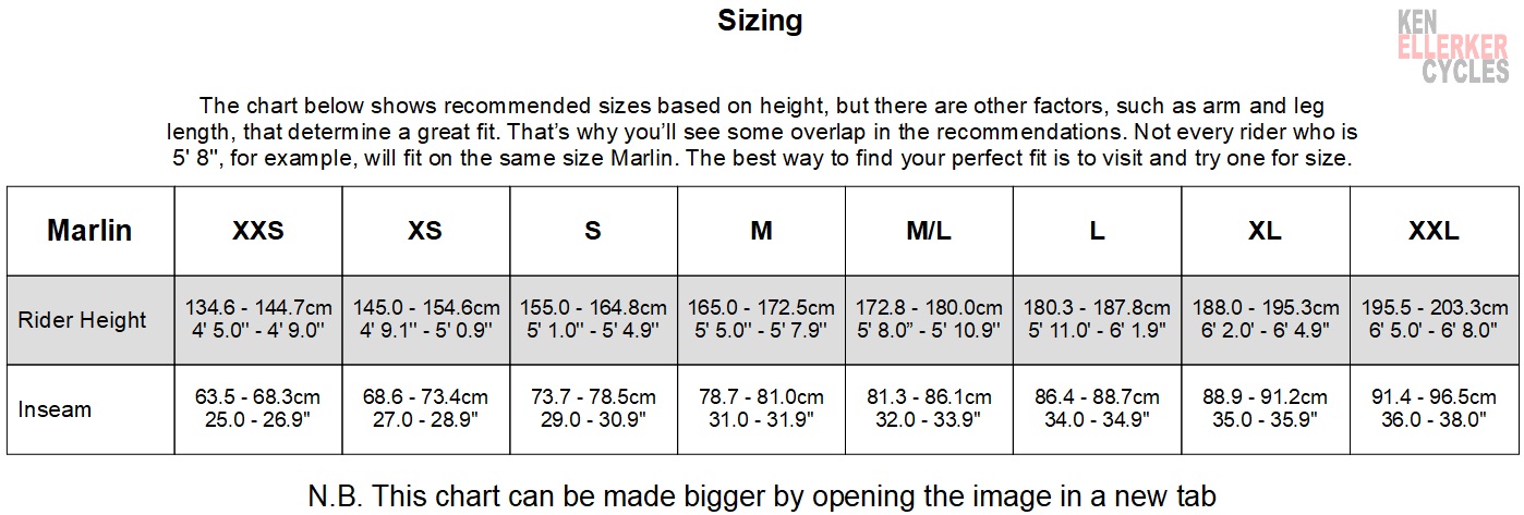 Marlin Size Chart